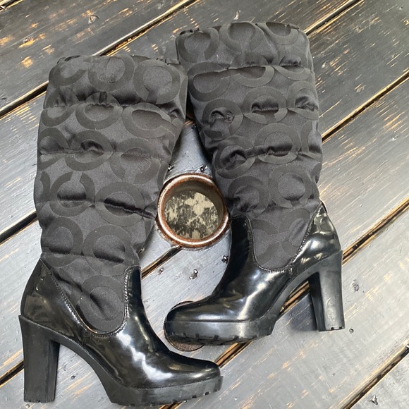 Coach Loryn Black Winter Boots - Quilted/Insulated with High Heels Size 7B - Picture 5 of 11